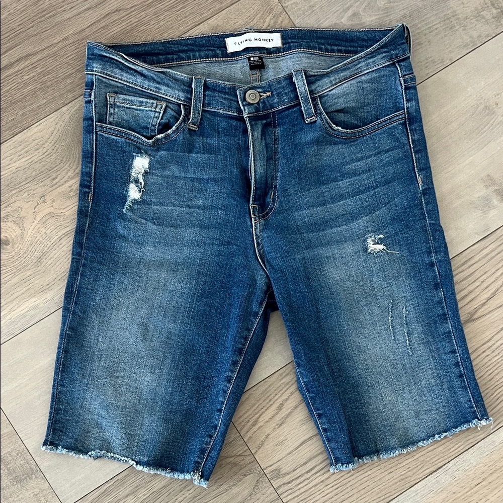 Flying Monkey Dark Blue Denim Cutoff Shorts
